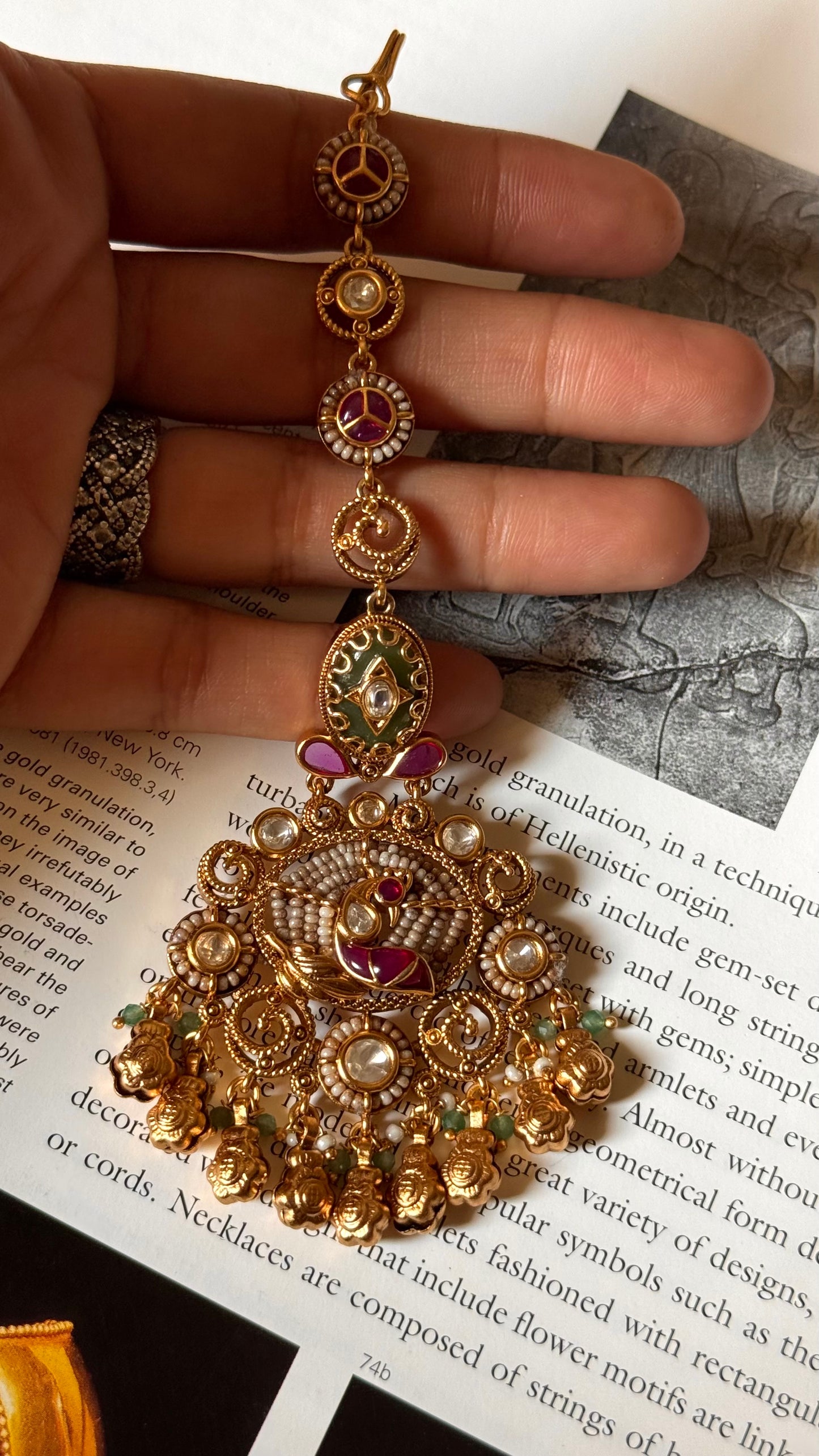 Peacock inspired with gungroo drop rajwada Maangtika