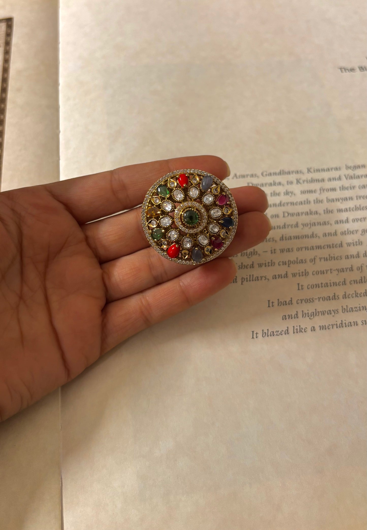 Navratna coctail adjustable ring