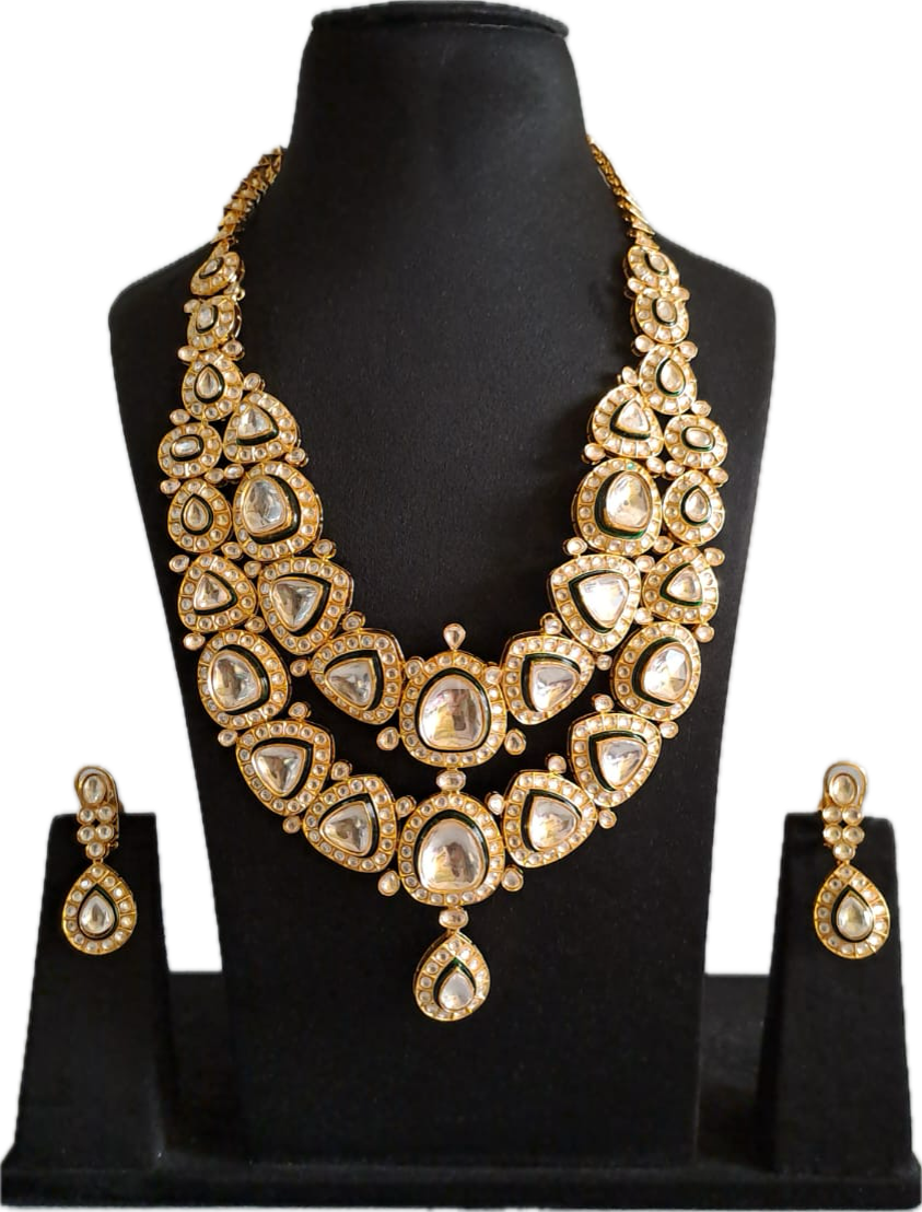 Maharani Necklace with uncut polki and meenakari