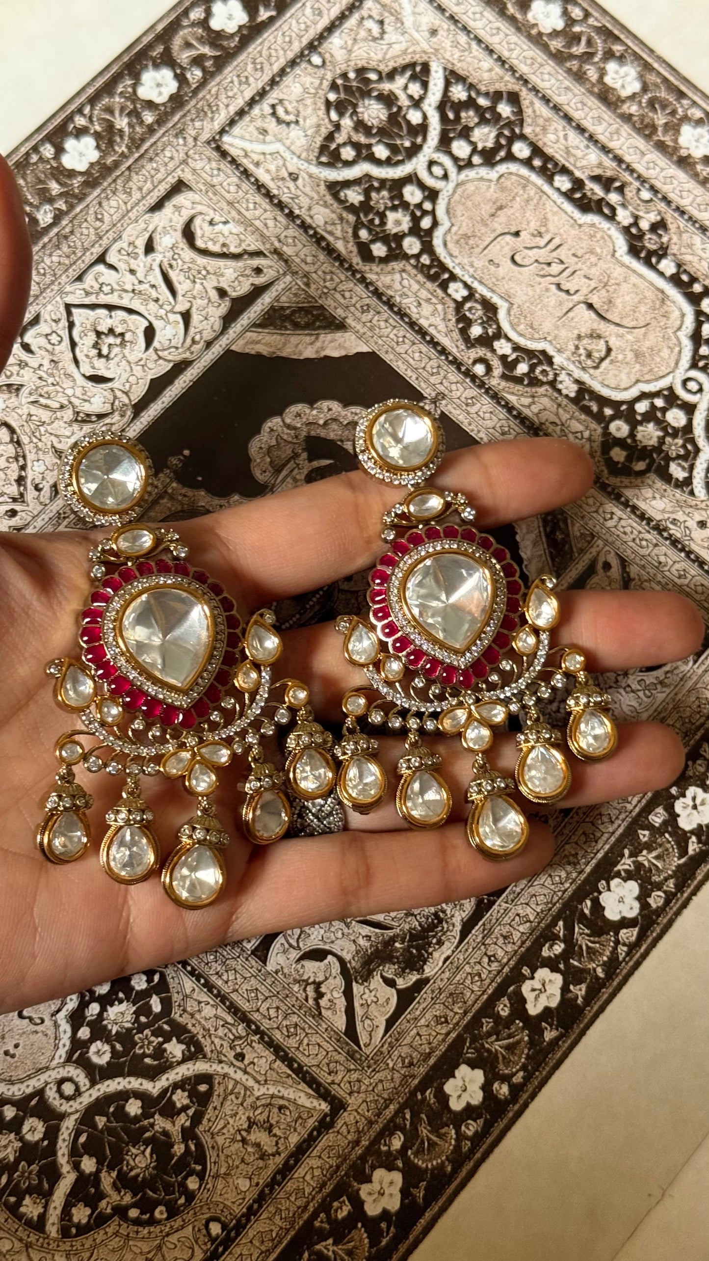 Ruby moissanite polki danglers