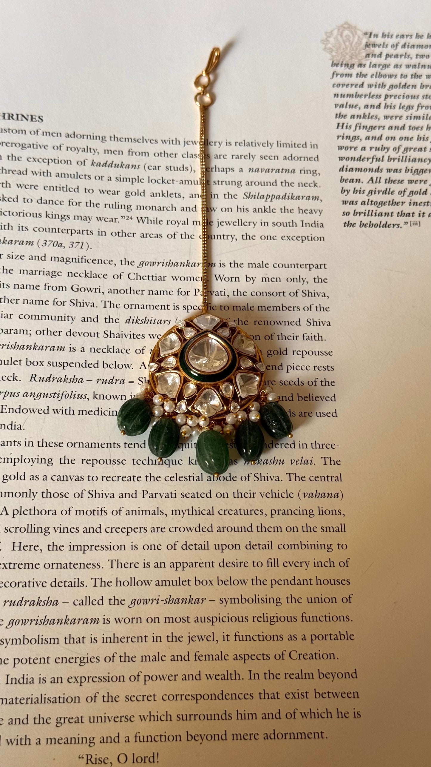 Emerald polki with green drops Maangtika