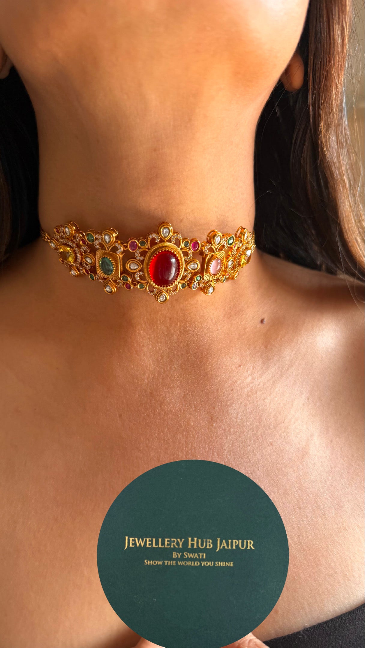 Ruby multicolour minimalist choker