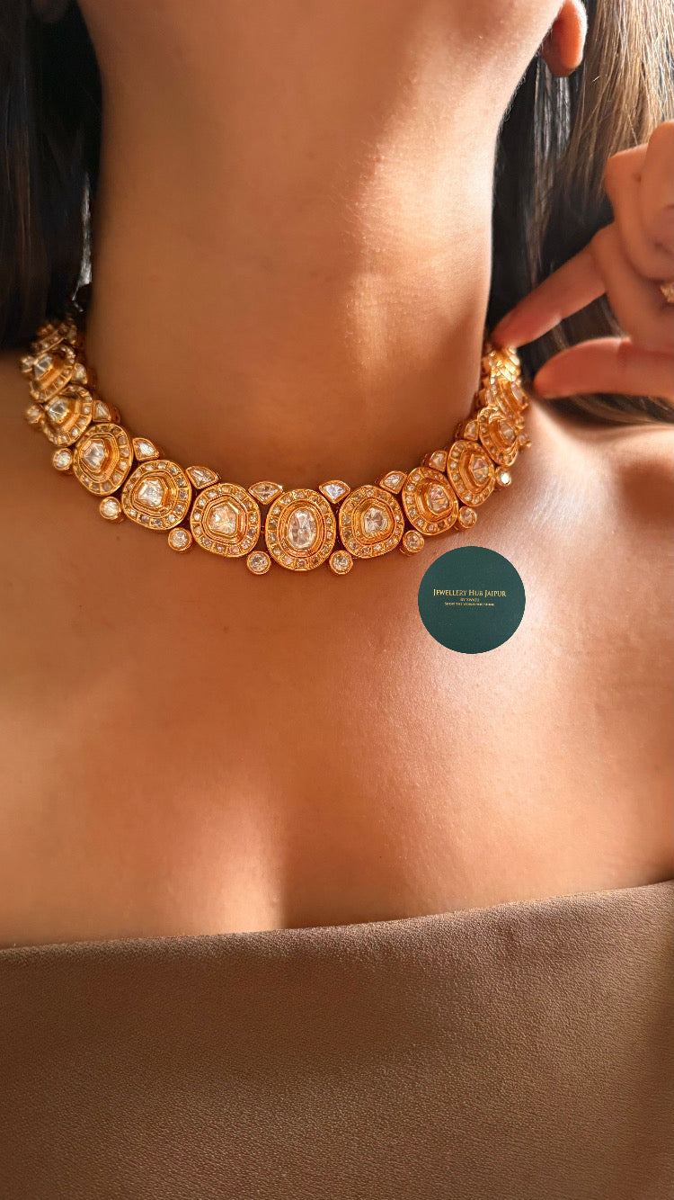 Moissanite polki collar set