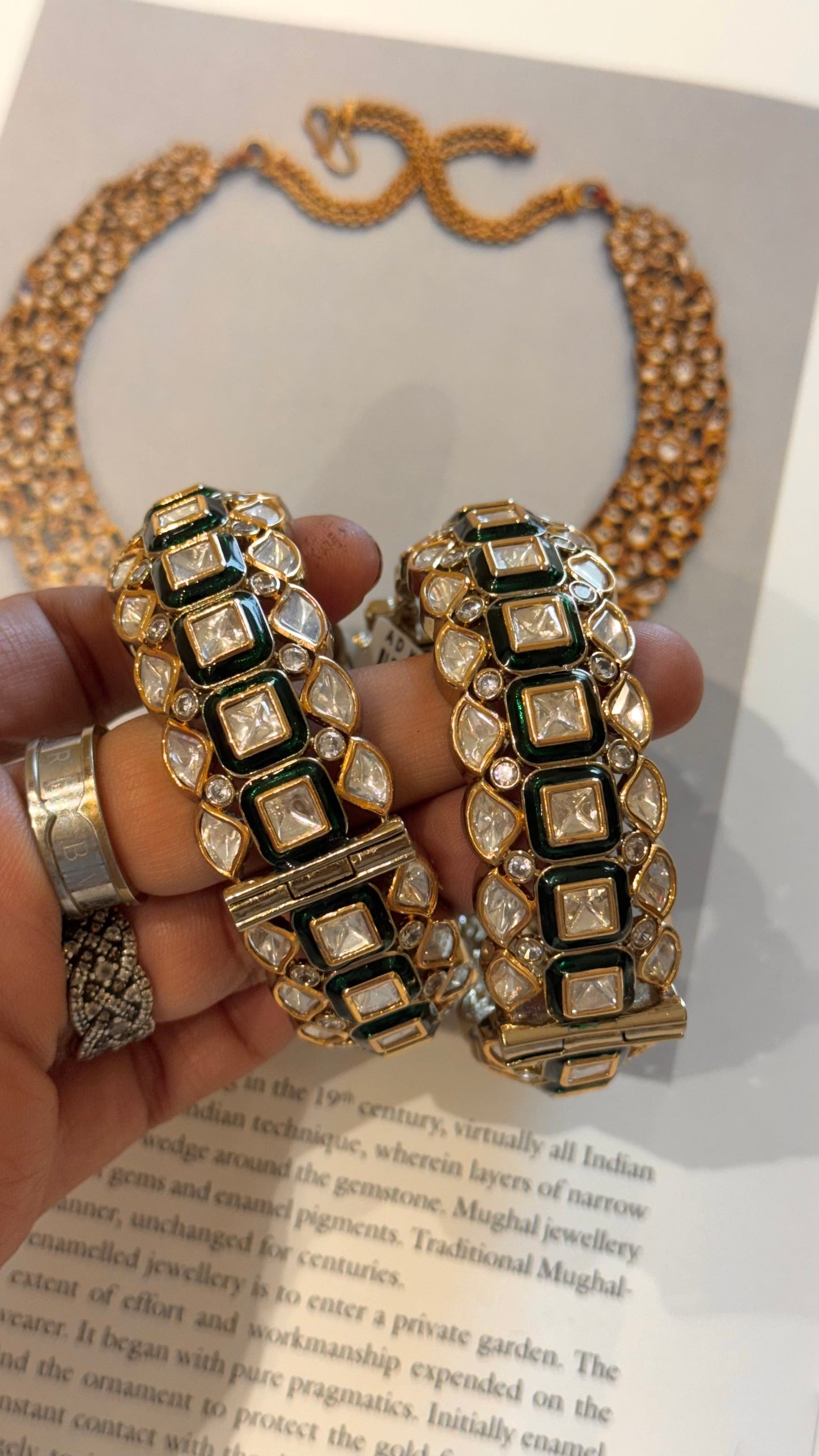 Real moissanite emerald meenakari bangle