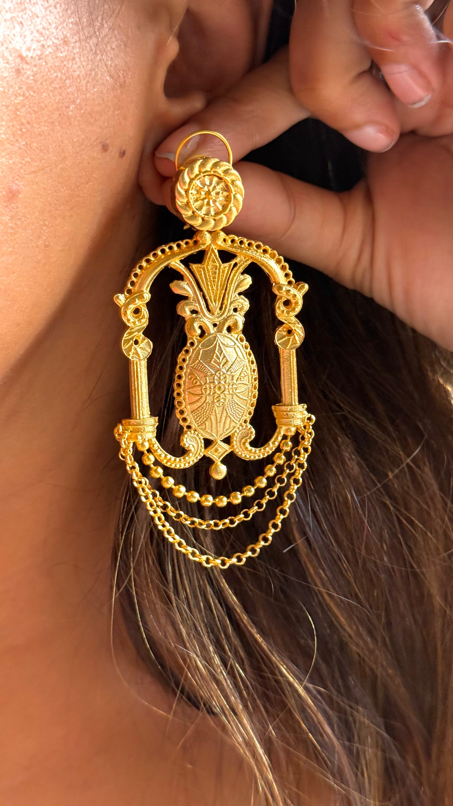 24kt Dubai Gold inspired Massaba Danglers