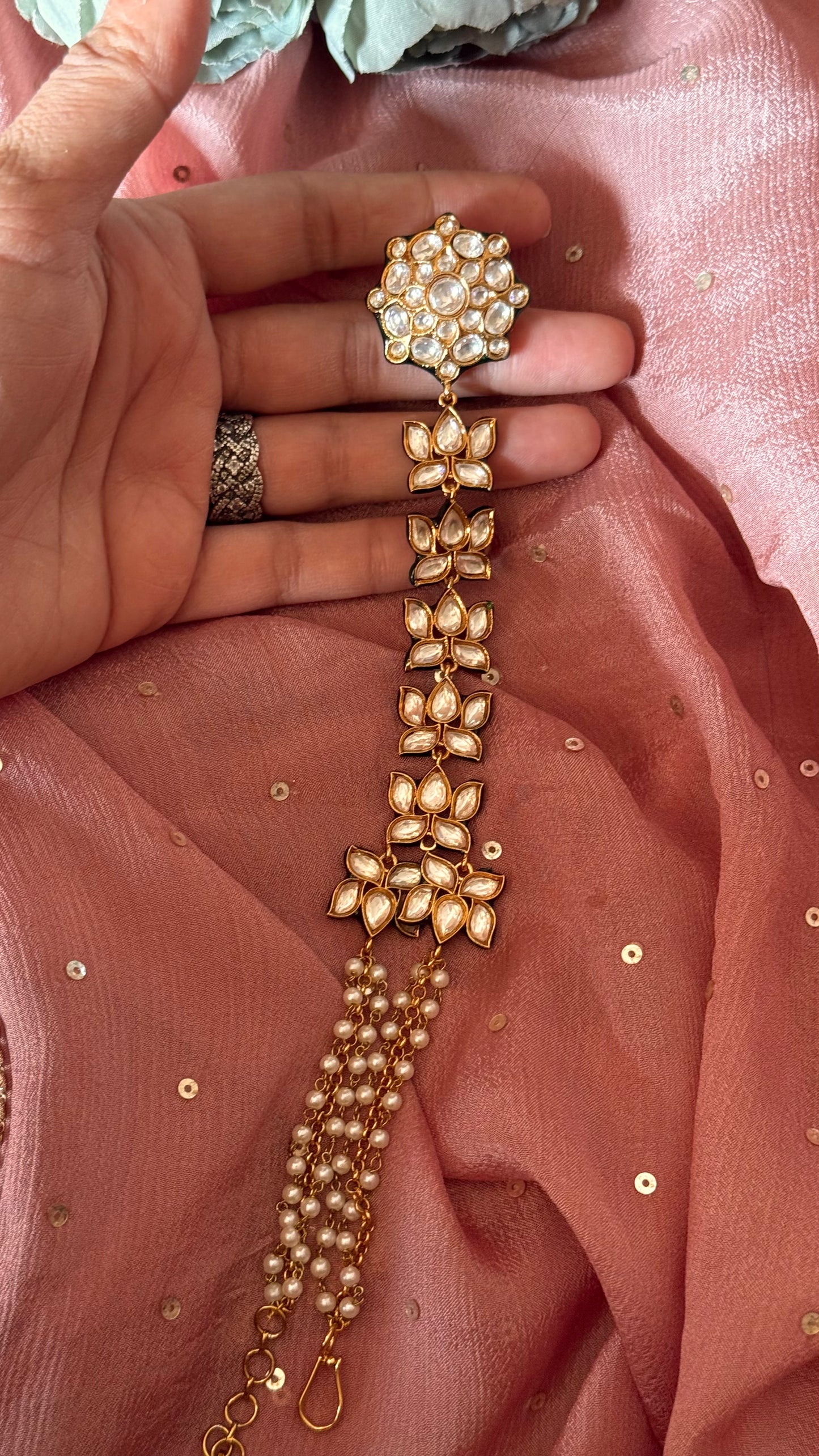 Meenakari lotus inspired hathphool