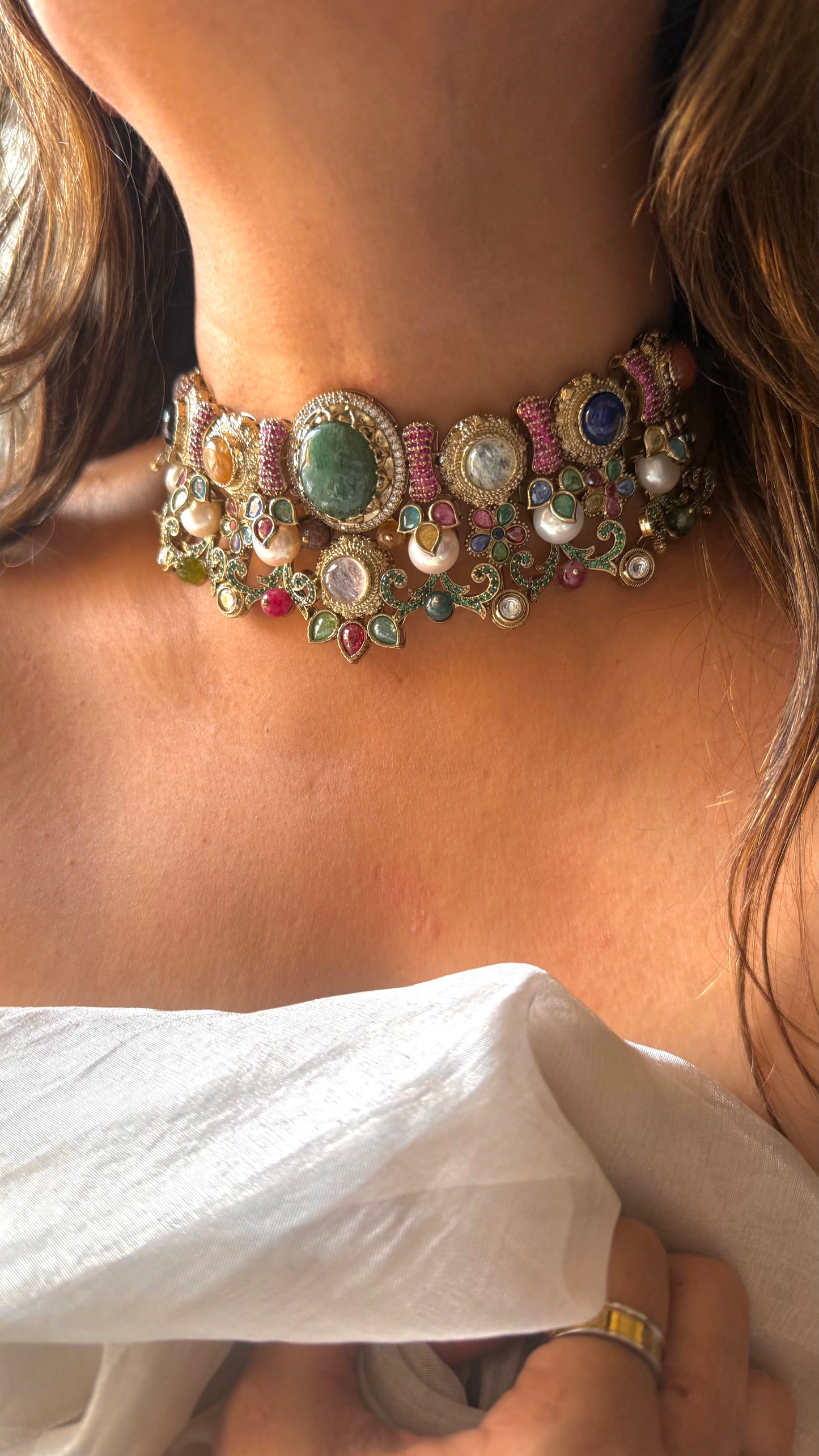 Sabya inspired vintage choker with Mother of Pearl detailing