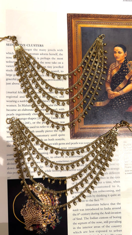 Five layered victorian earchain