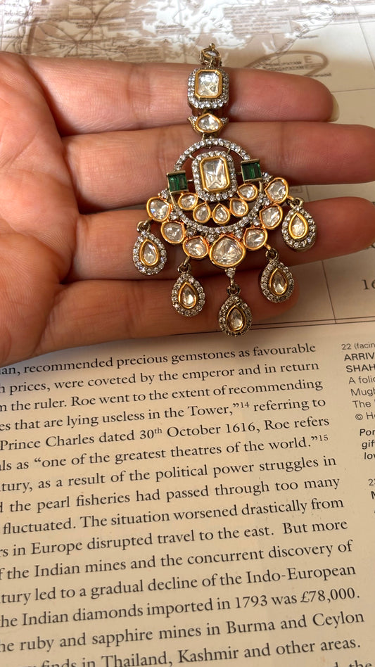 Real moissanite  emerald Maangtika