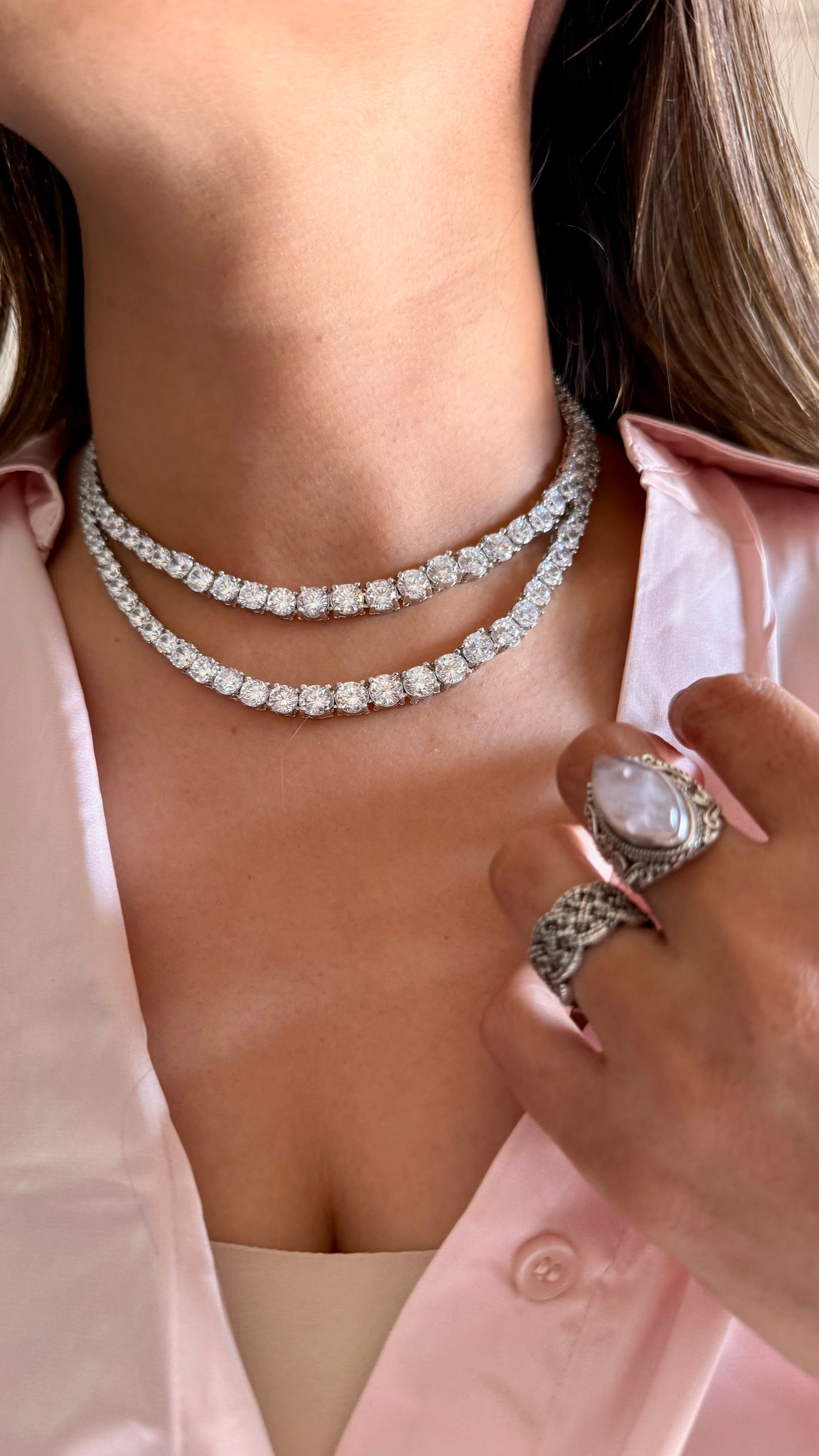 Dual layered diamond necklace