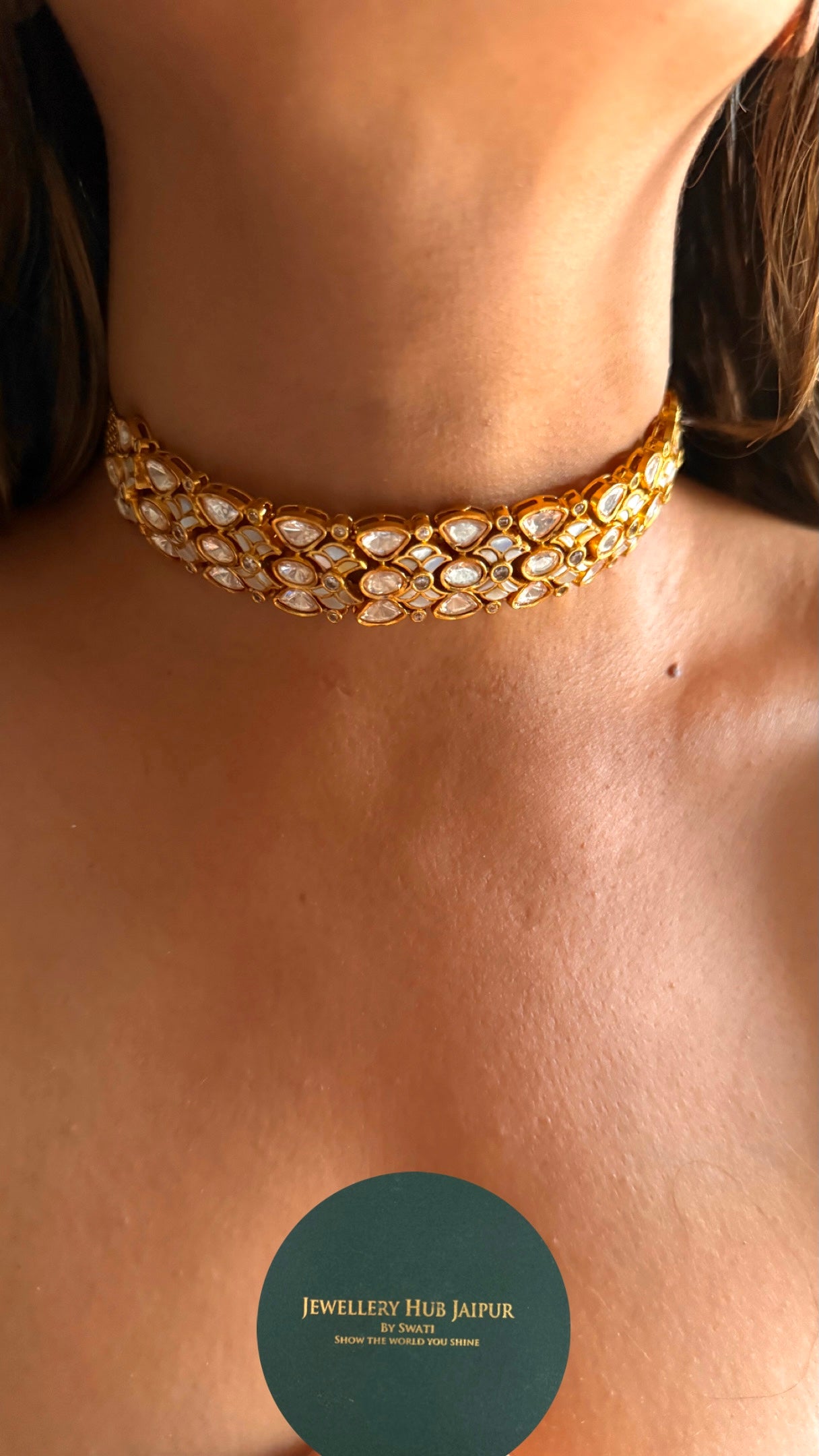 Real moissanite with mother of pearl detailing Necklace