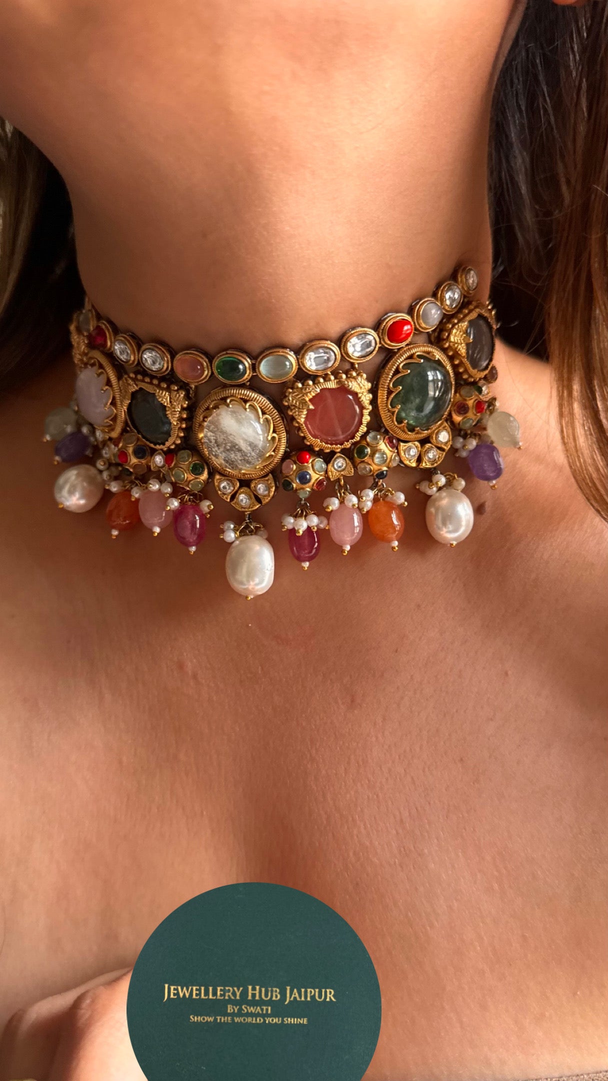 Sabyasachi inspired multicoloured choker necklace 3