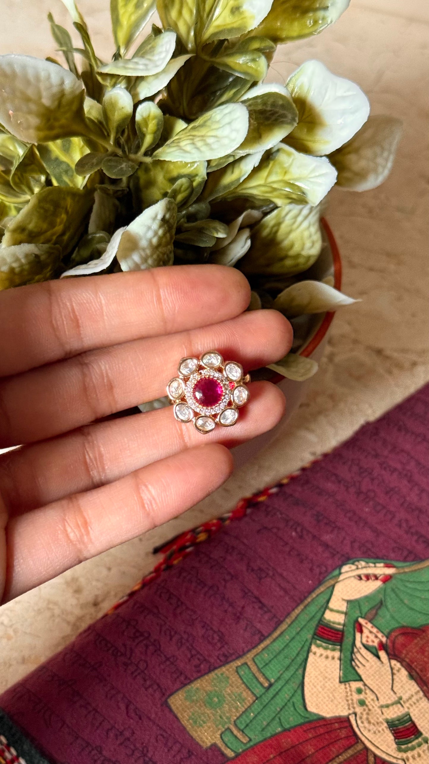 Rani pink floral openable ring