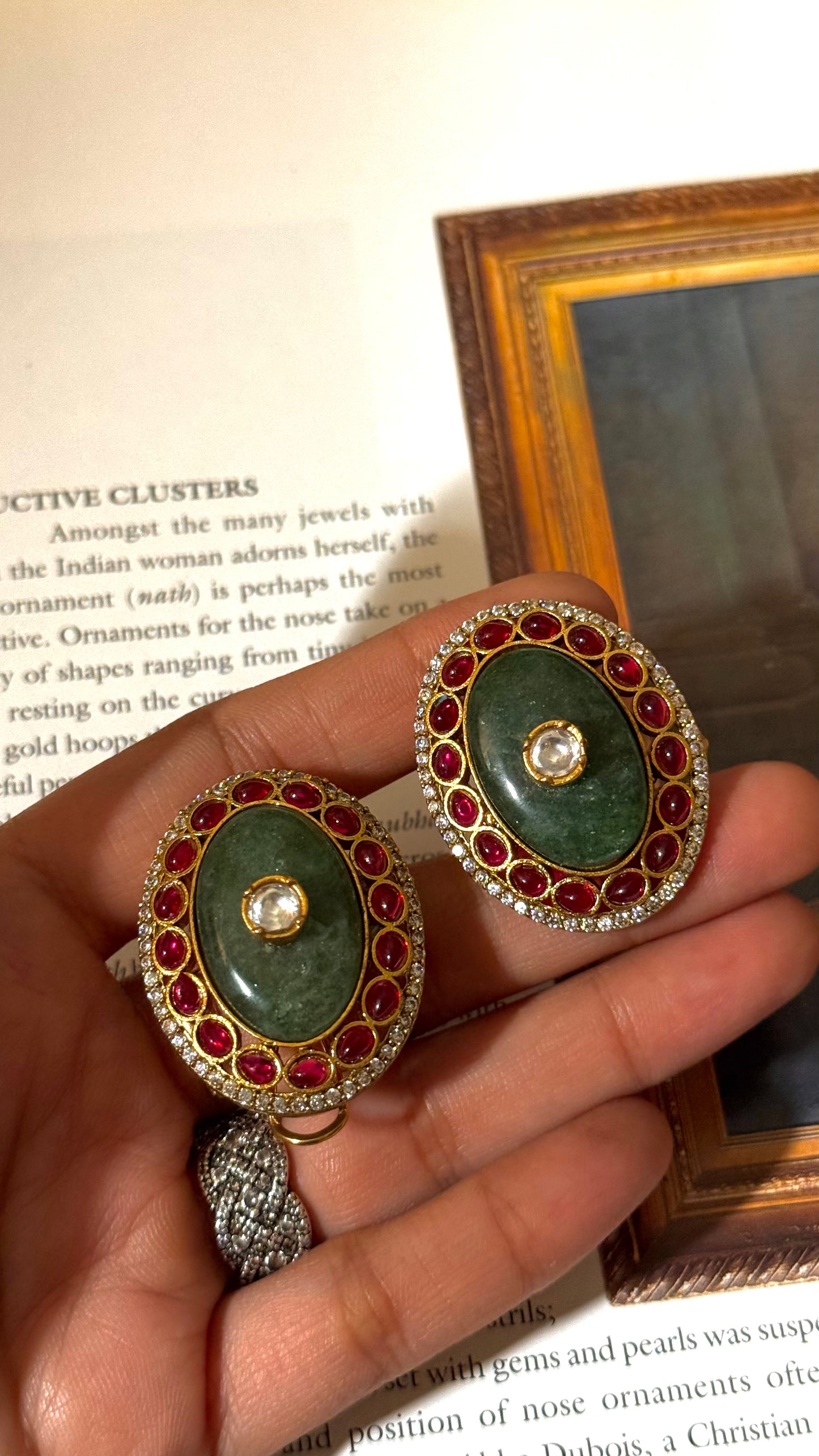 AP sage green & ruby studs