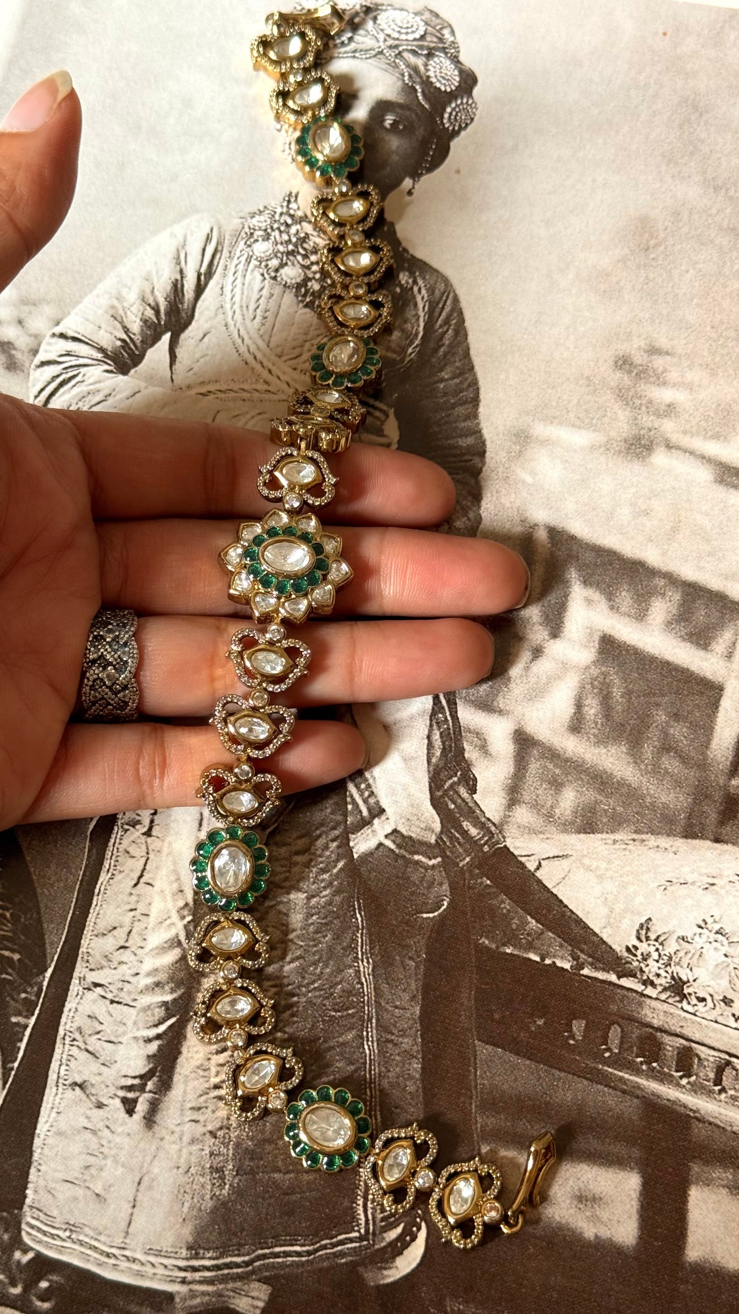 Emerald with drops heritage bridal combo Necklace