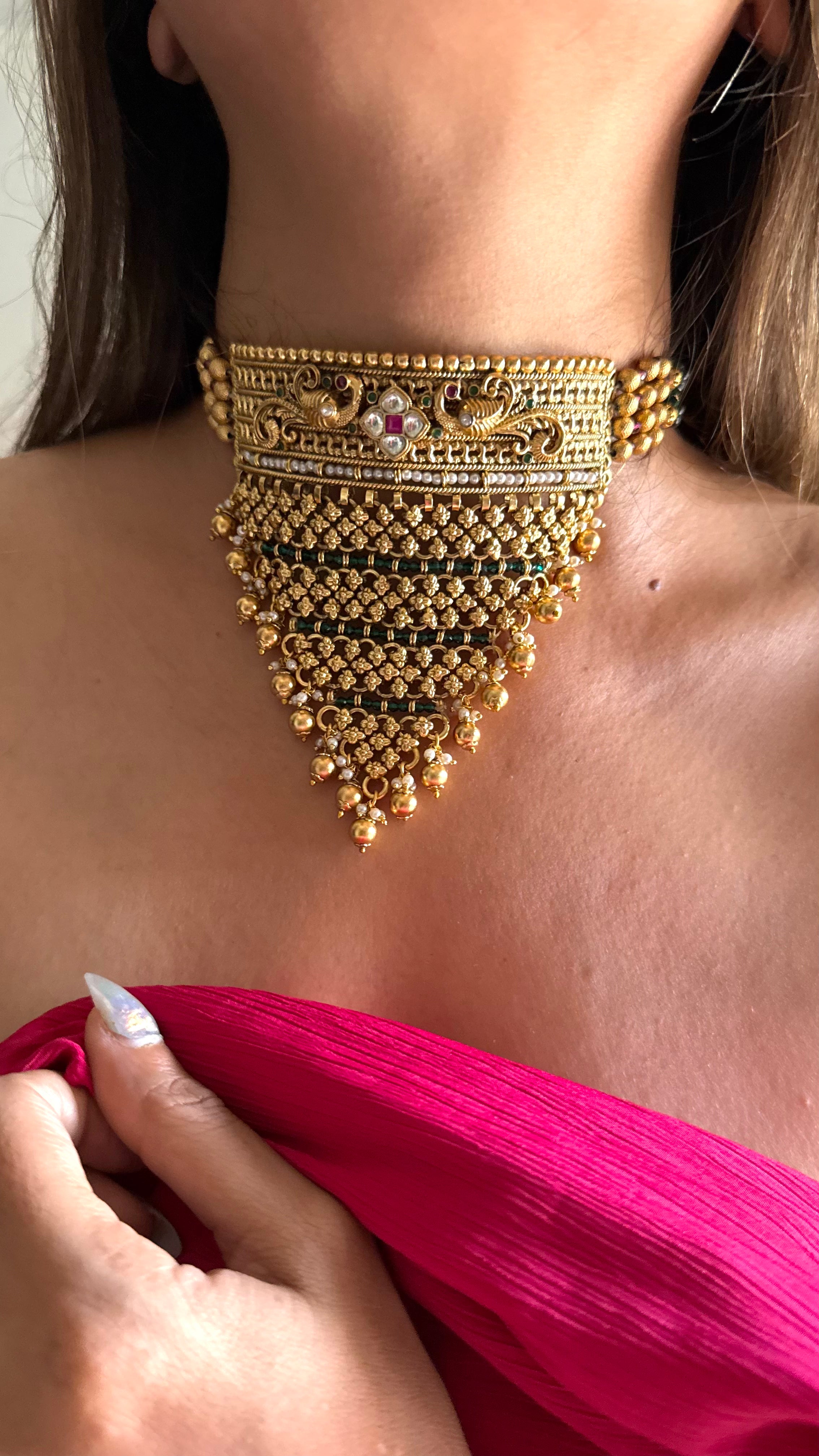Ruby with peacock jhalar rajwada aad