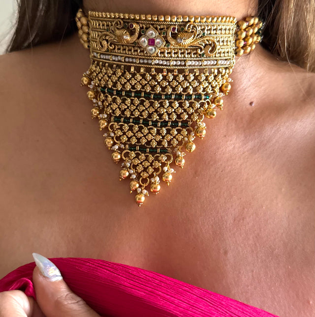 Ruby with peacock jhalar rajwada aad