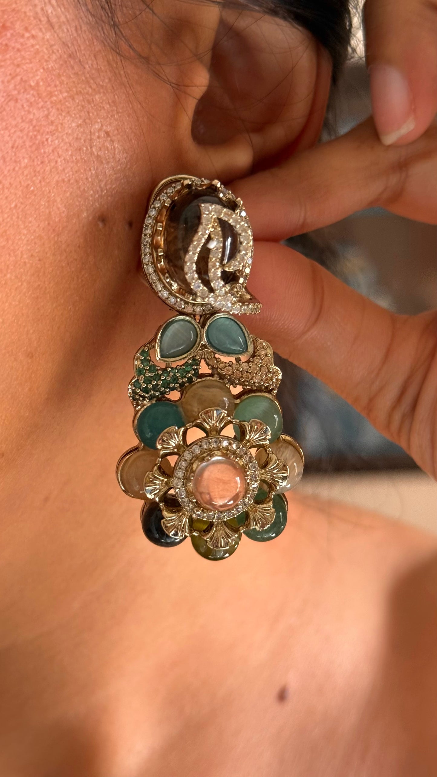 Sabyasachi inspired real stone floral multicoloured necklace