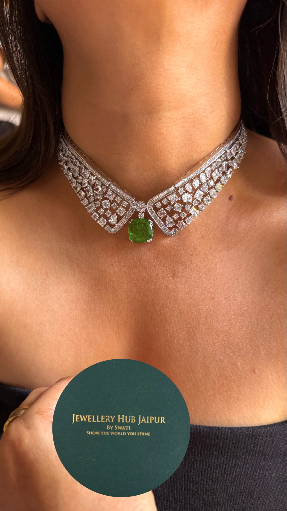 Mint doublet cz Emerald cut necklace
