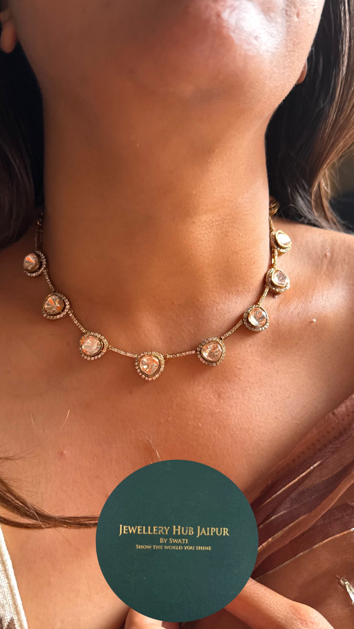 Uncut polki minimalist necklace