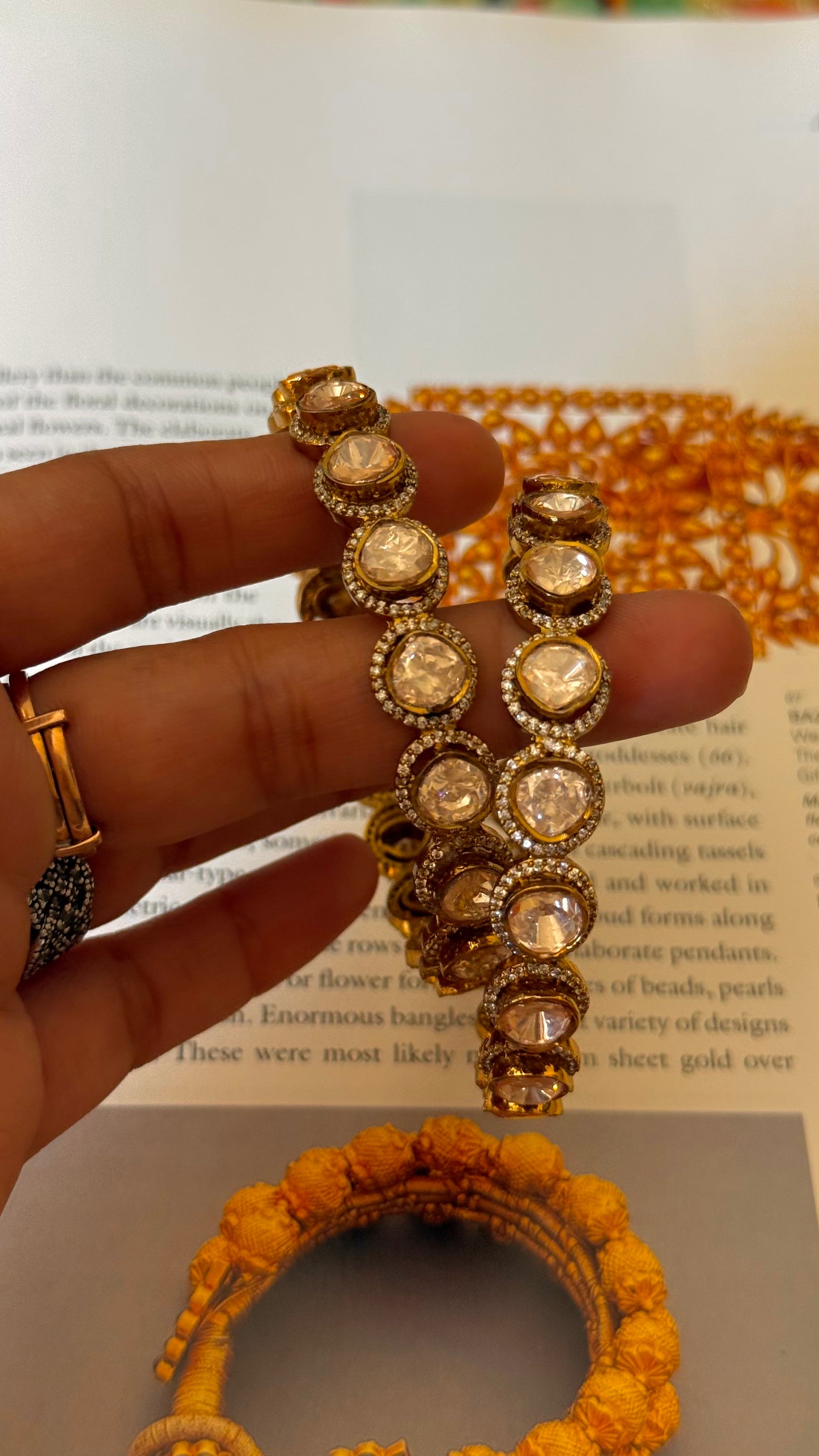 Moissanite (peeli polki) polki bangles ( non openable)