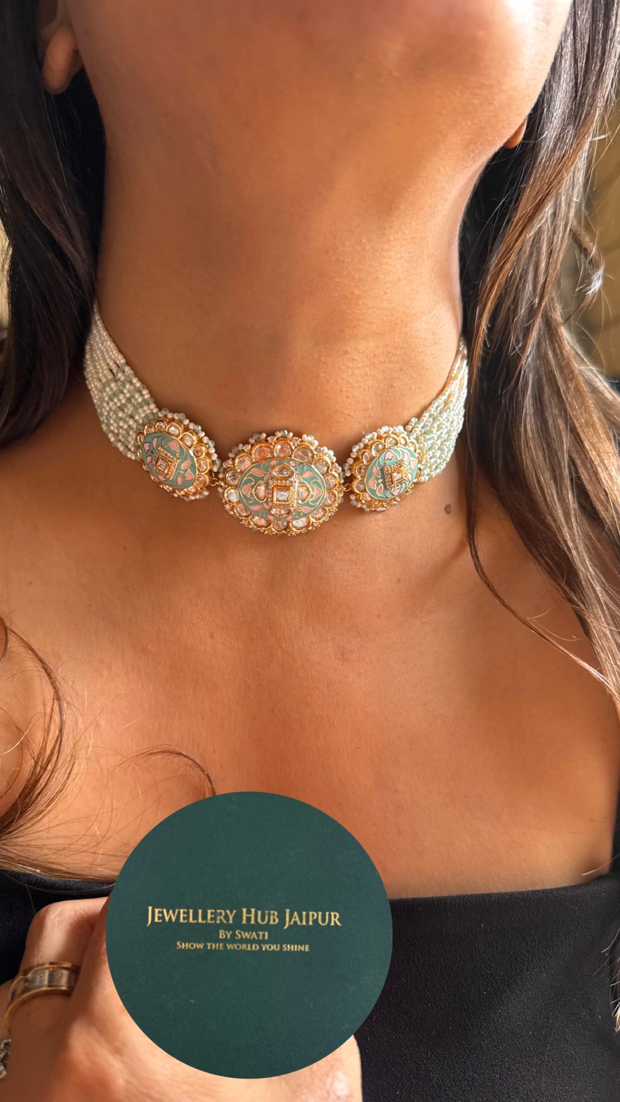 Firoza & pink meenakari heritage choker