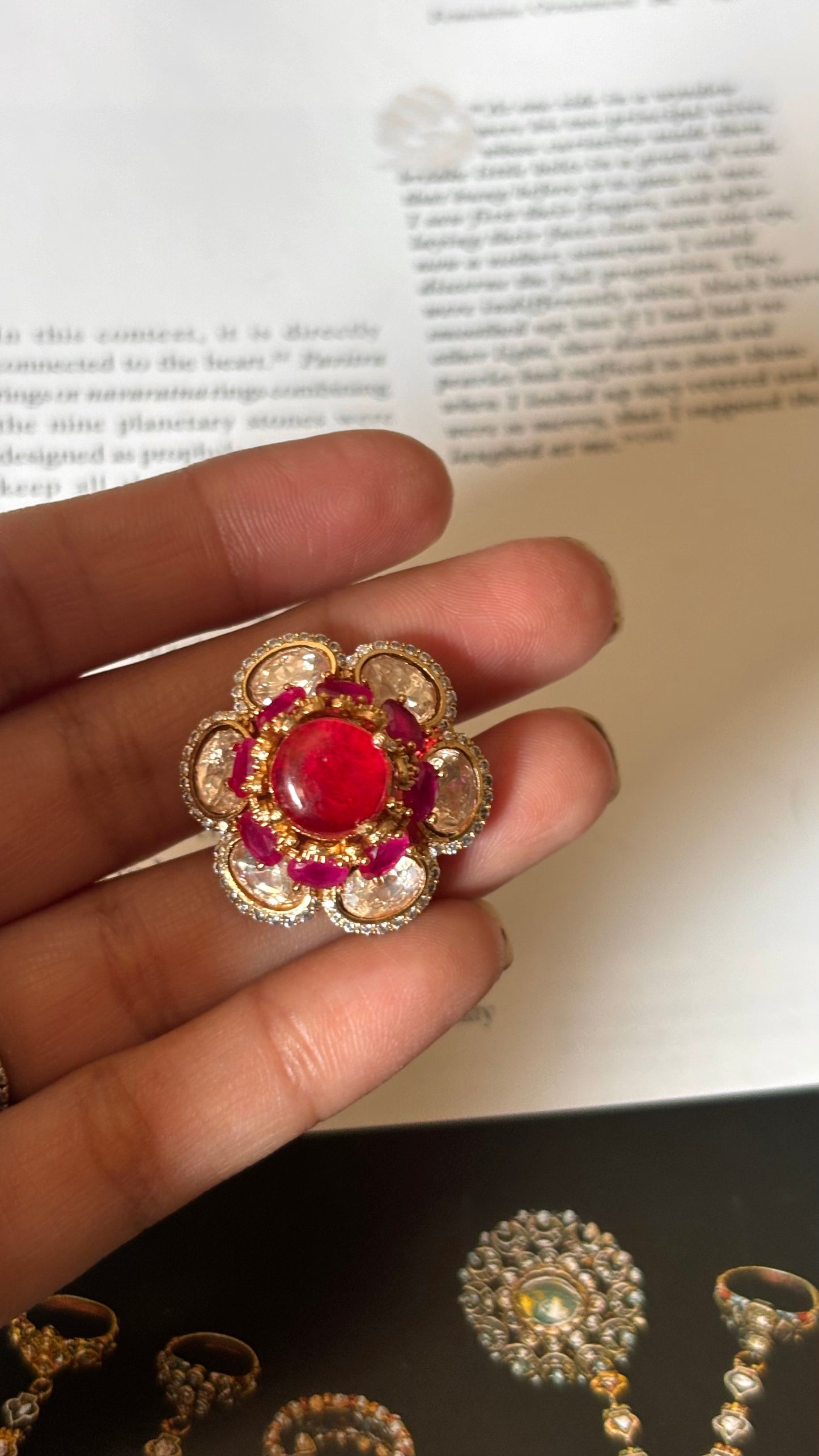 Ruby floral pattern Ring