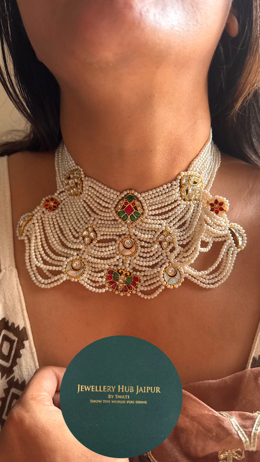 Pearl paachi Kundan Necklace