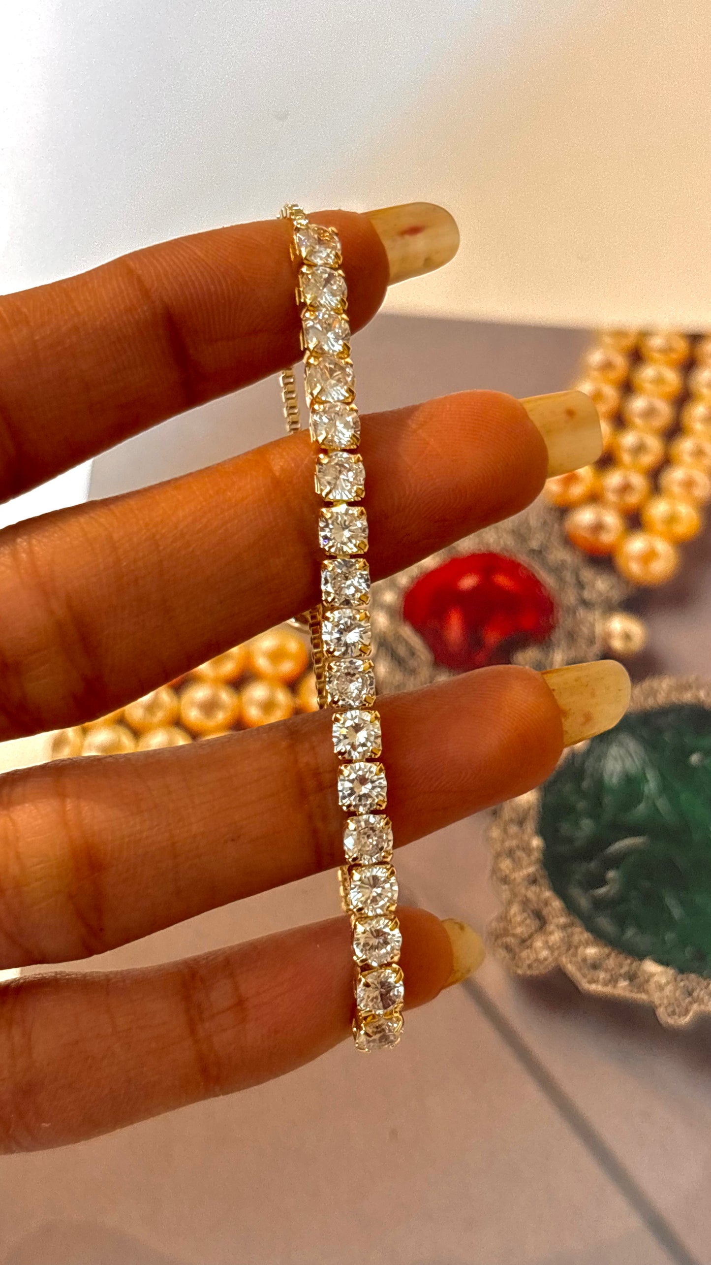 Cz diamond gold adjustable bracelet