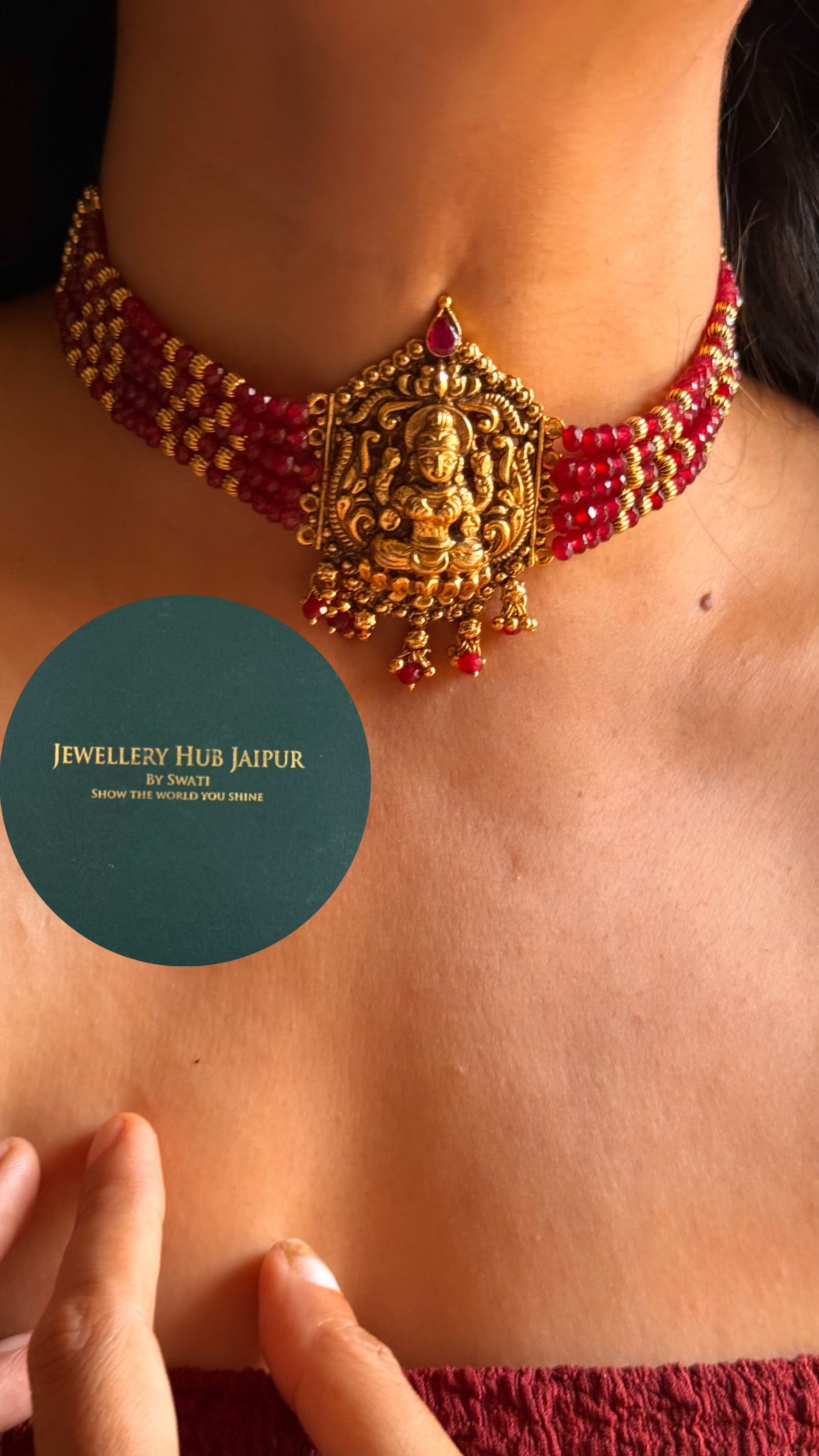 Goddess Laxmi ruby choker set