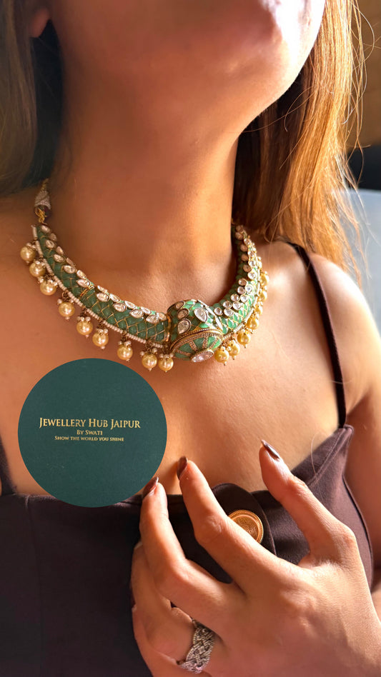 Mint katdana moissanite with pearl drop Hasli