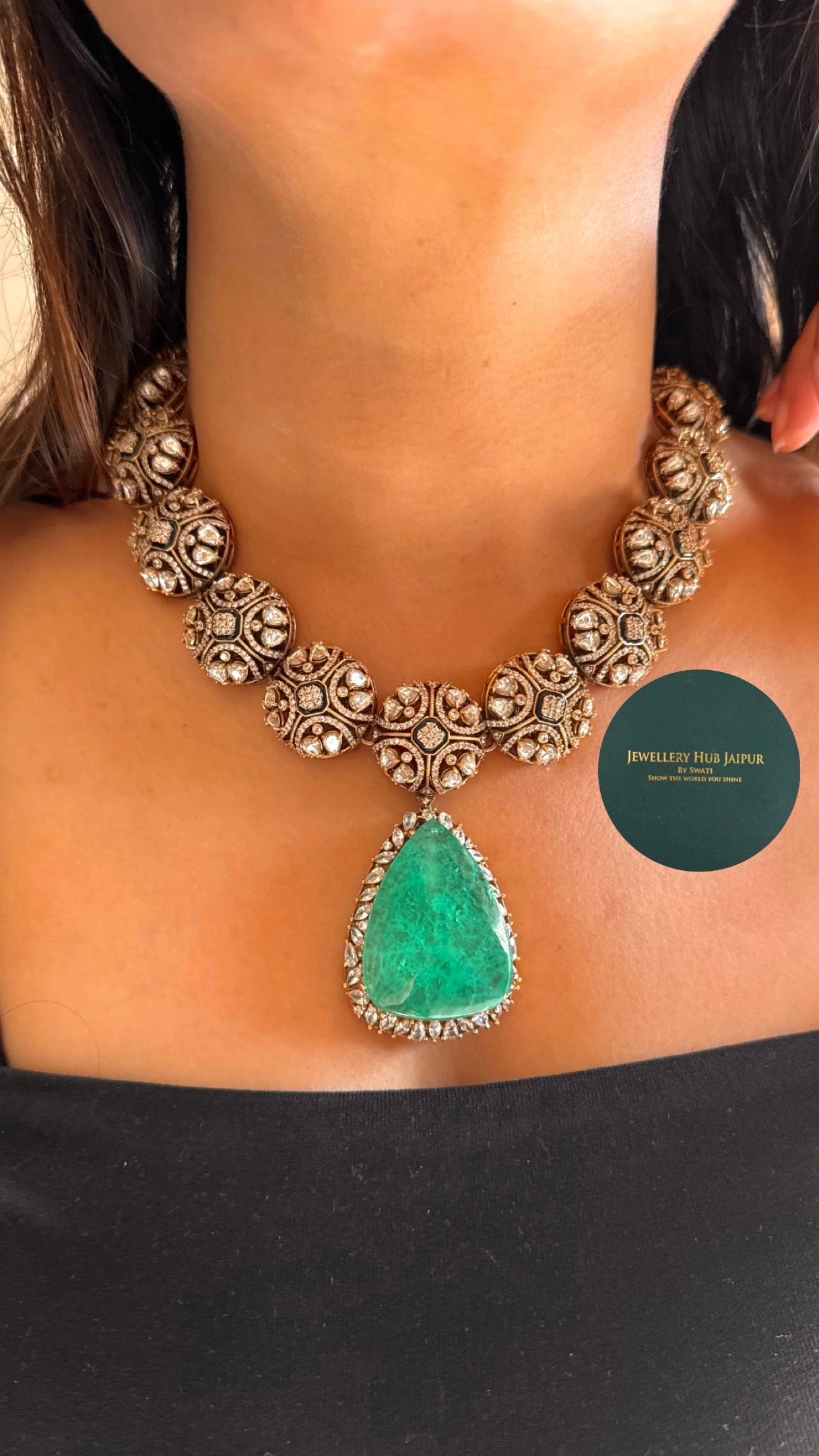 emerald stone statement necklace