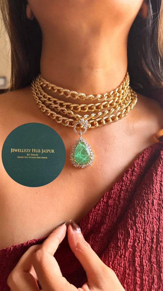 Mint & gold cocktail necklace