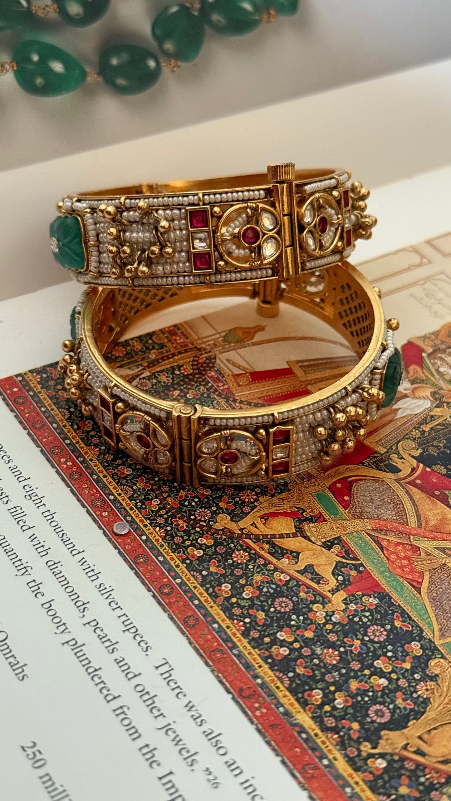 Mint floral & rani pink rajwada openable bangle