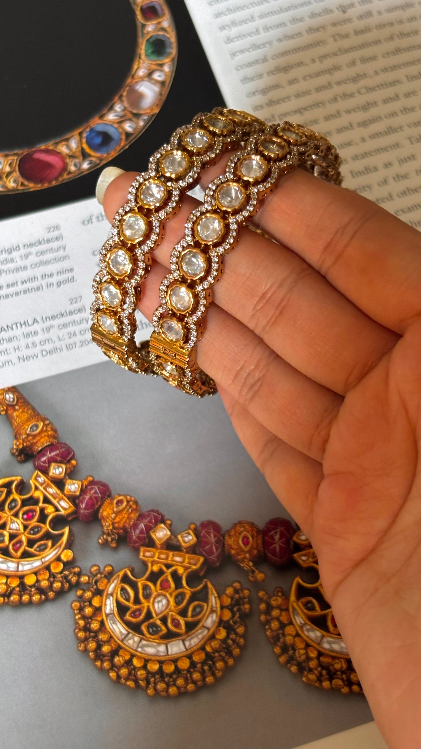 Real moissanite Victorian diamond polki bangles