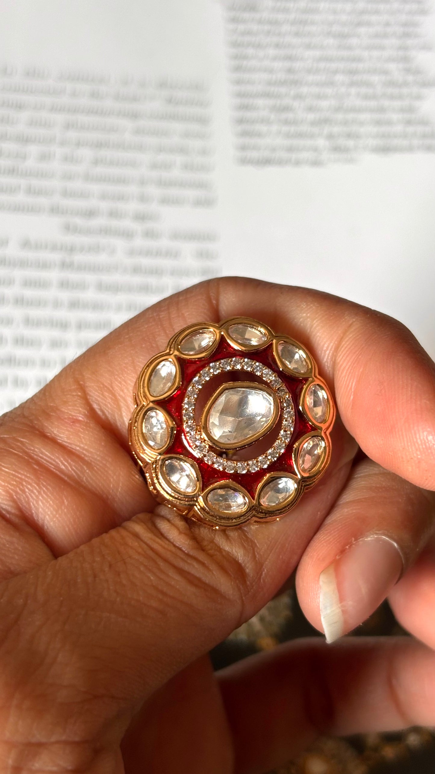 Ruby moissanite polki Ring