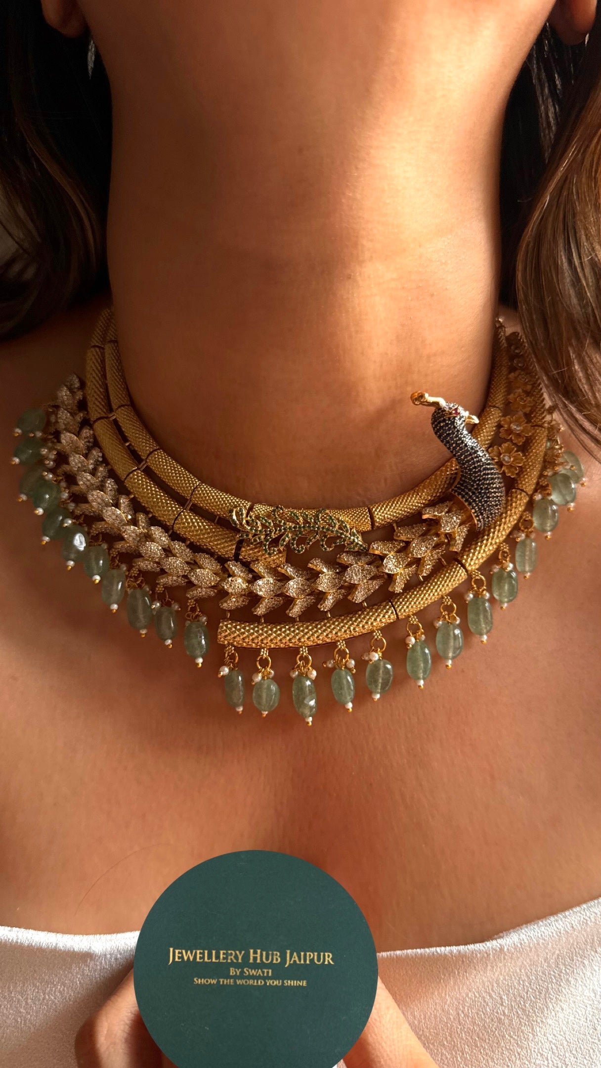 Sapphire peacock diamond cocktail Necklace