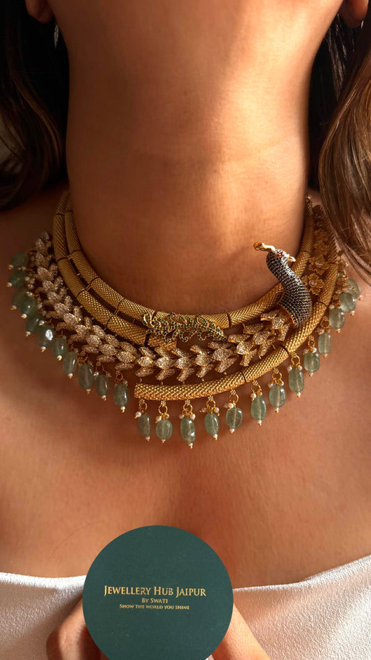 Sapphire peacock diamond cocktail Necklace