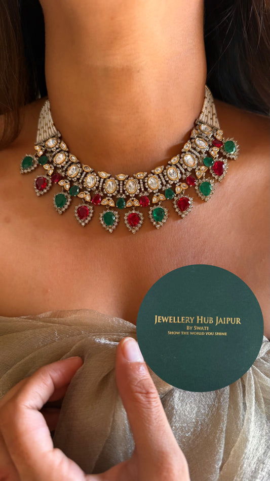 emerald and ruby victorian necklace