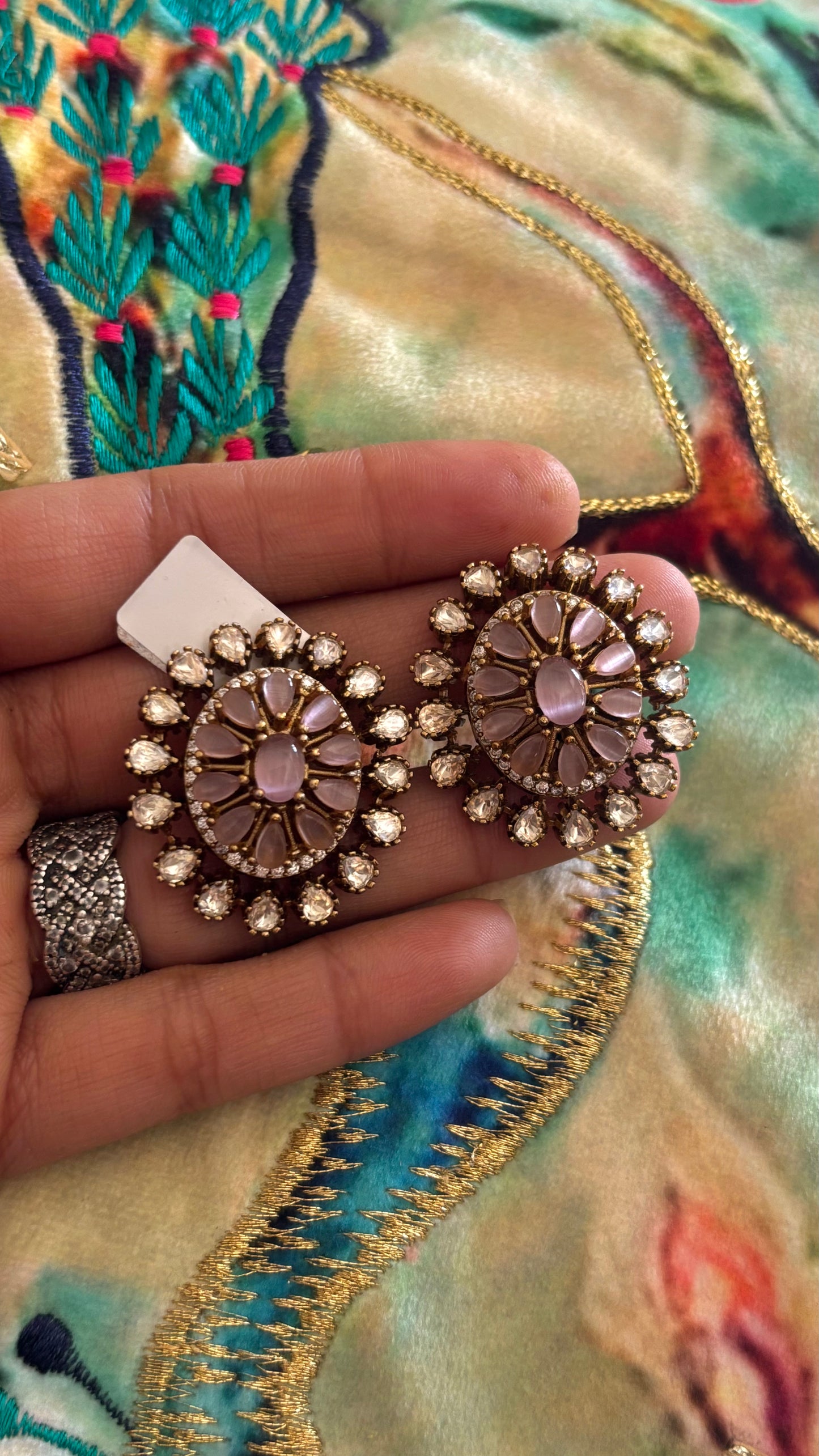 Rose quartz studs