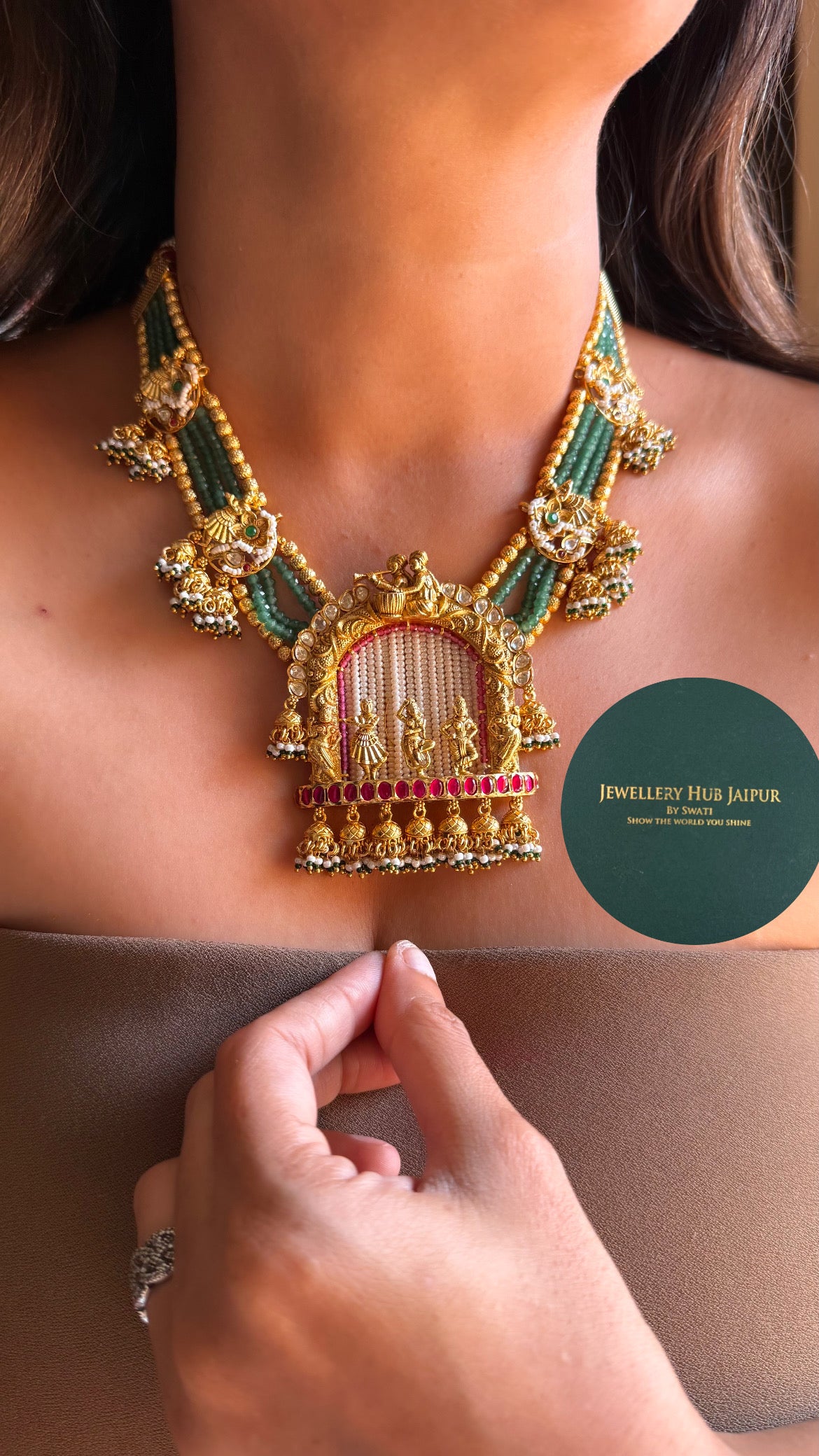 The Nritya (Dance) real moissanite Royal heritage Rajwada mid length set