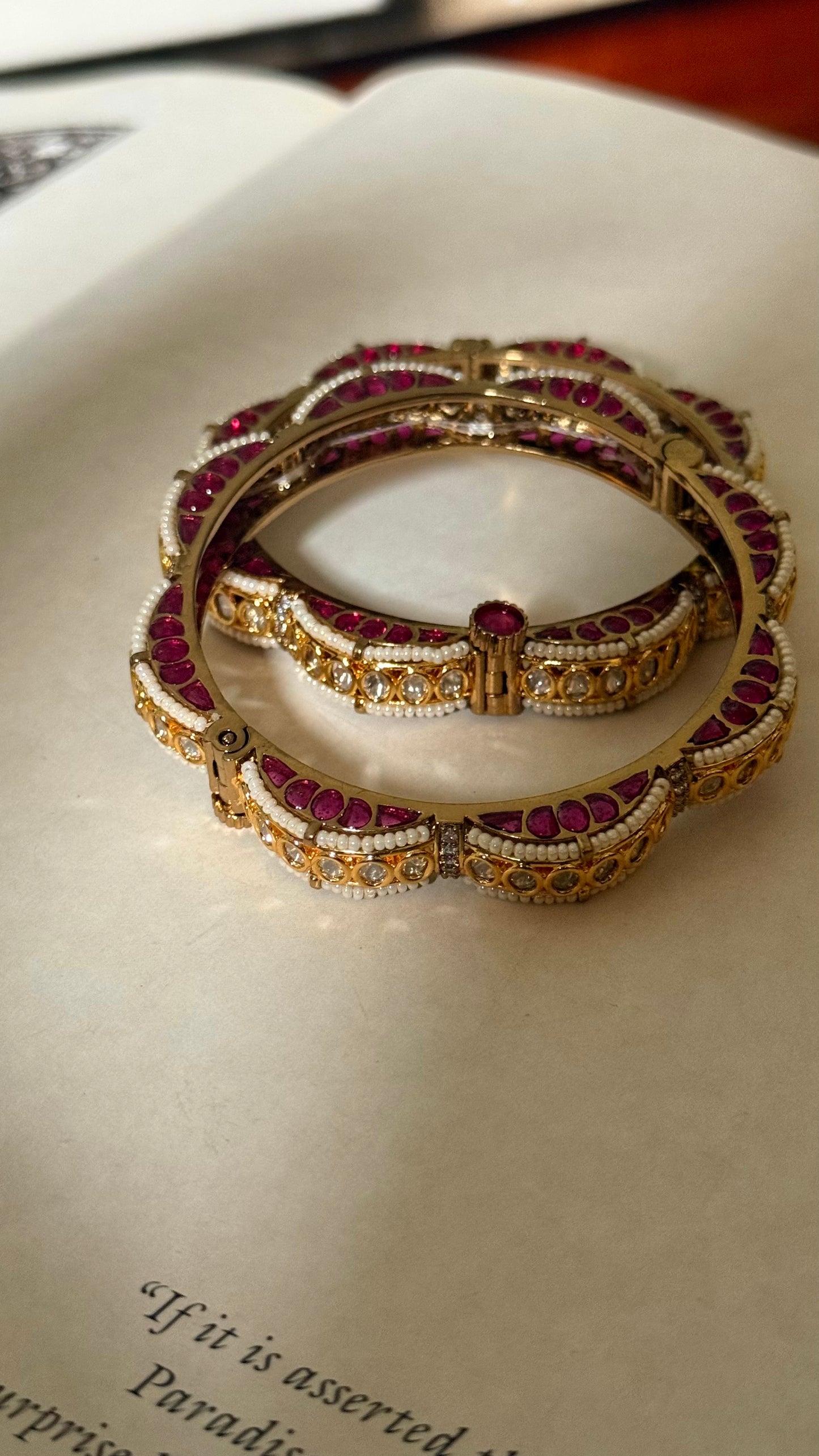 Moissanite & rani pink rajwada openable bangle