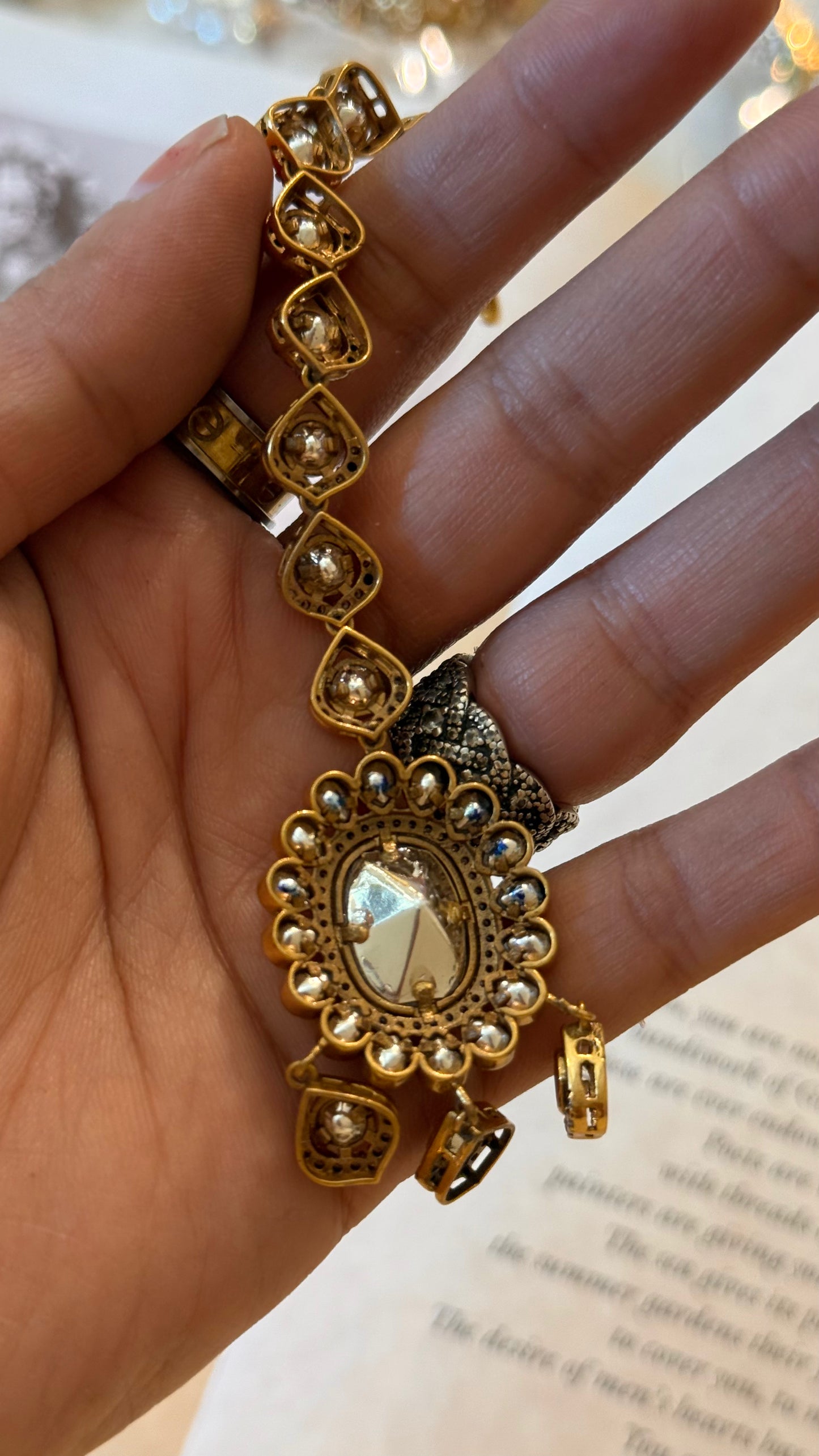 Uncut Polki Maangtika with polki tear drops