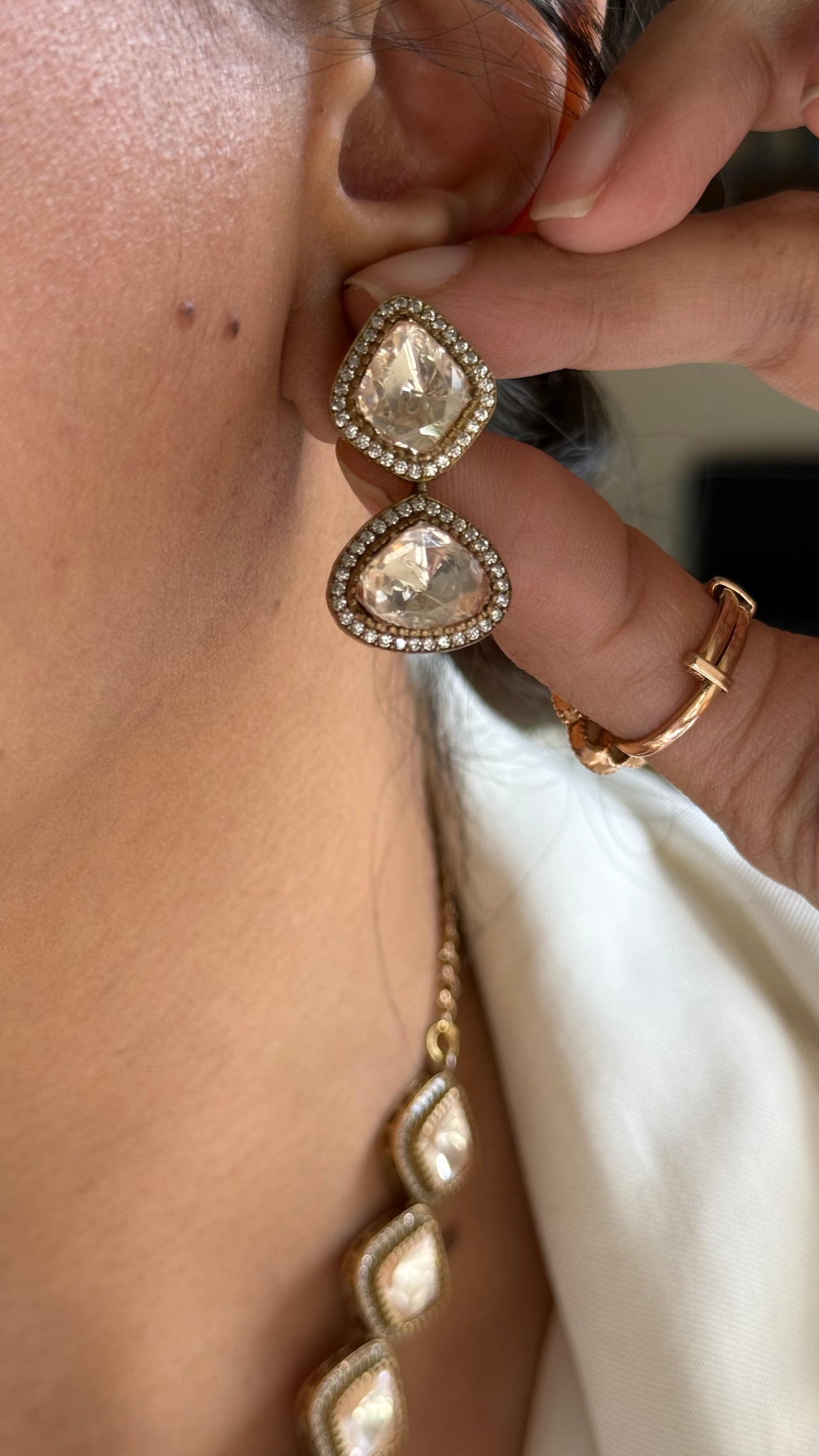 Single line Real moissanite minimal necklace