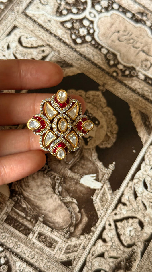 Ruby katdana leaf style adjustable ring