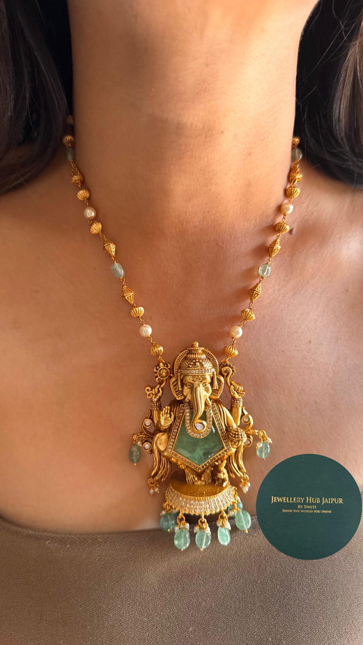 Ganeshji  inspired mint pendant set