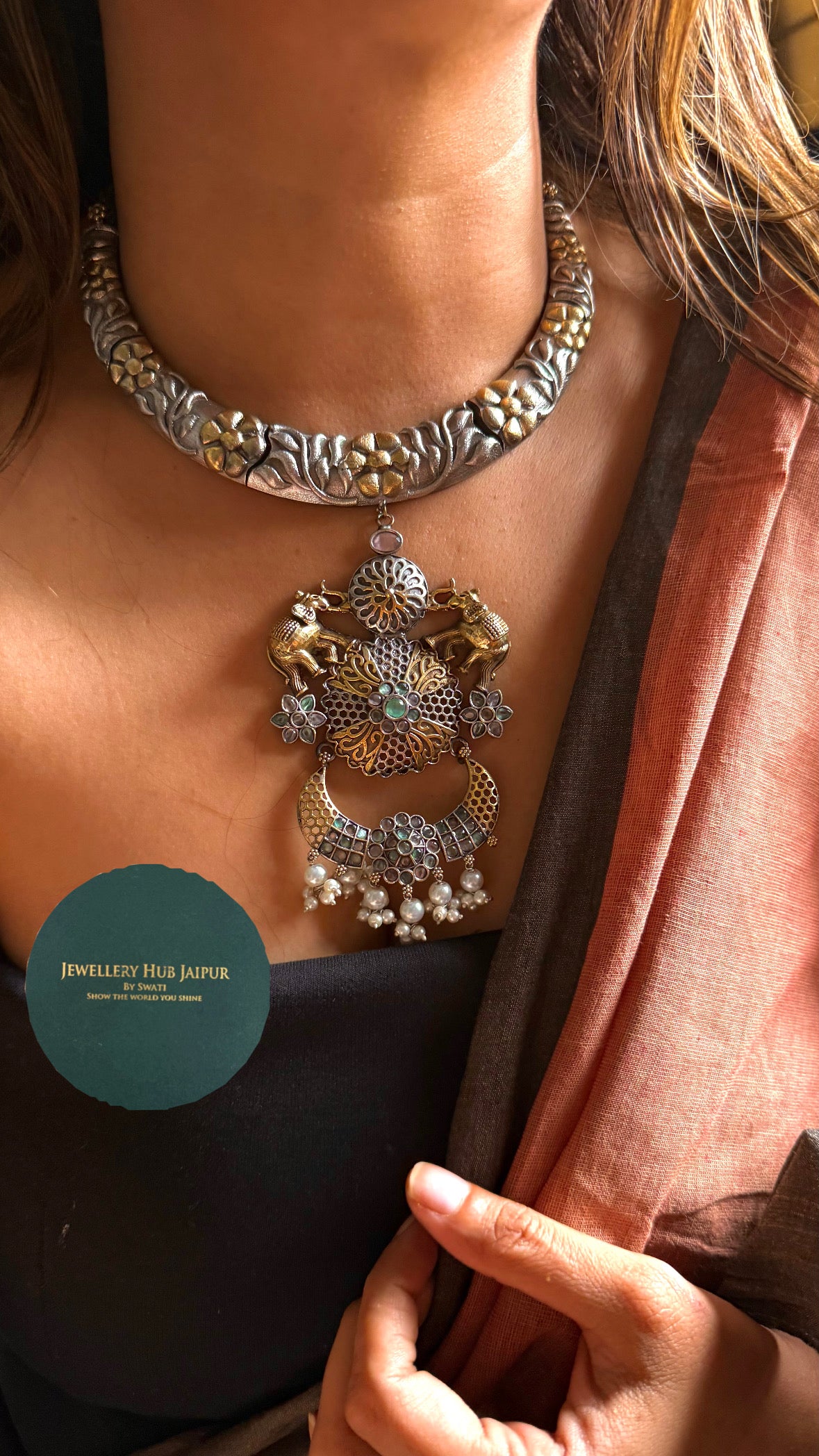 Gaj Inspired Floral kumba tribal Necklace