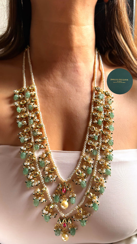 Dual layer mint & pearl drops dedicated paachi set