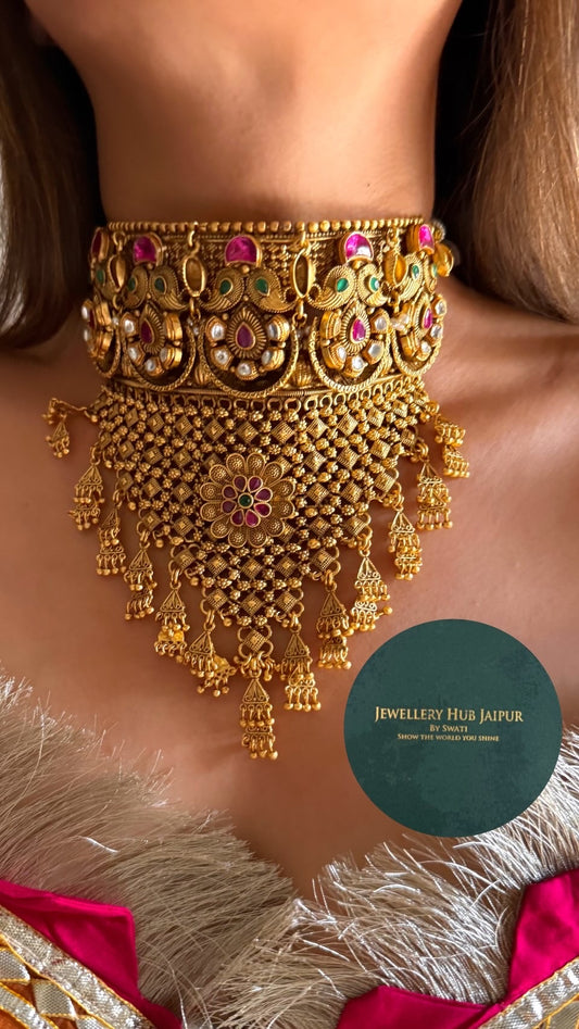Rashmita Rani pink Moissanite jhaalar rajwadi aad