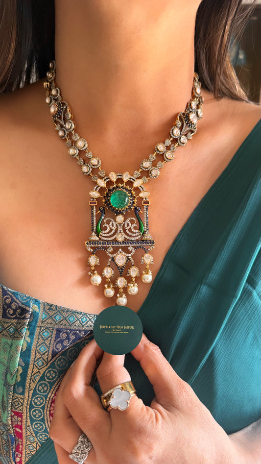 Amrapali inspired peacock heritage necklace